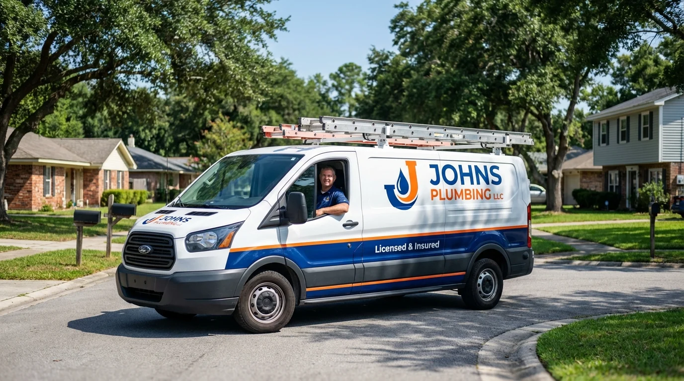 Johns Plumbing LLC service van in Colusa, CA
