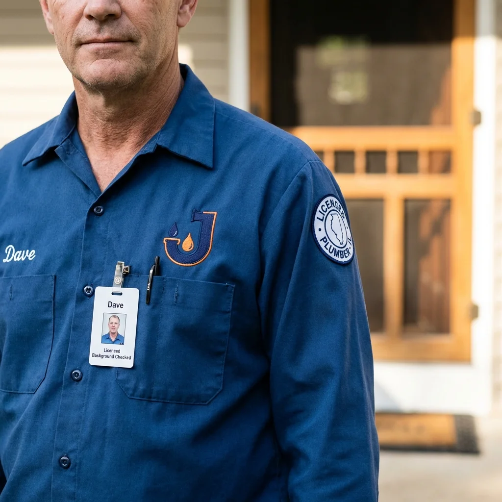 Licensed plumber showing ID badge in Colusa, CA