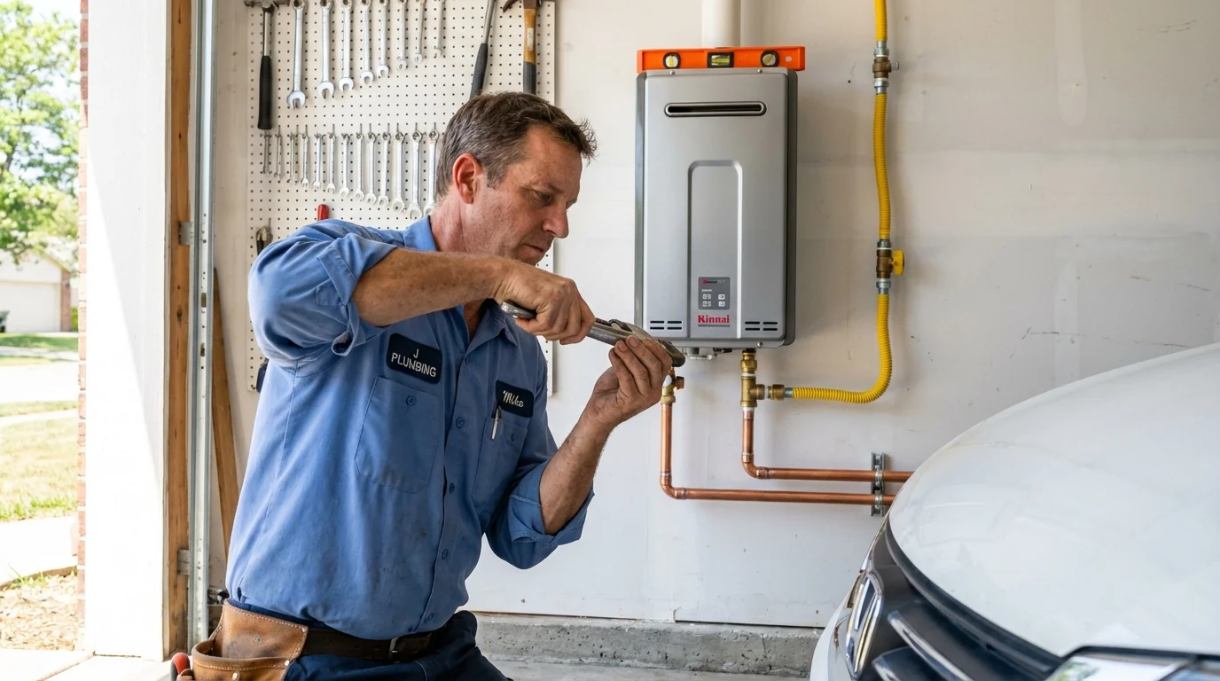 Tankless water heater installation by a Johns Plumbing LLC plumber in Colusa